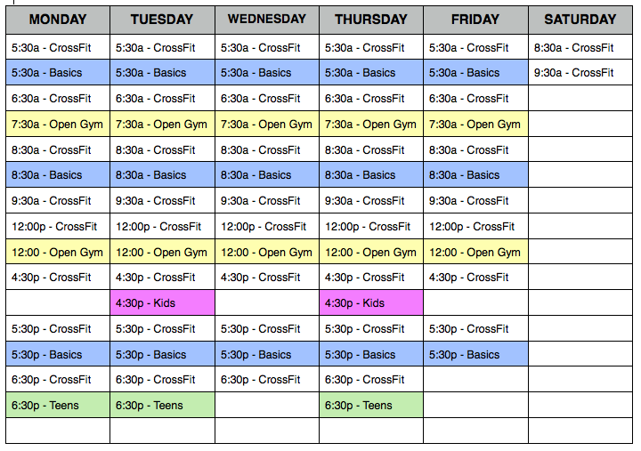 CrossFit DFW Schedule
